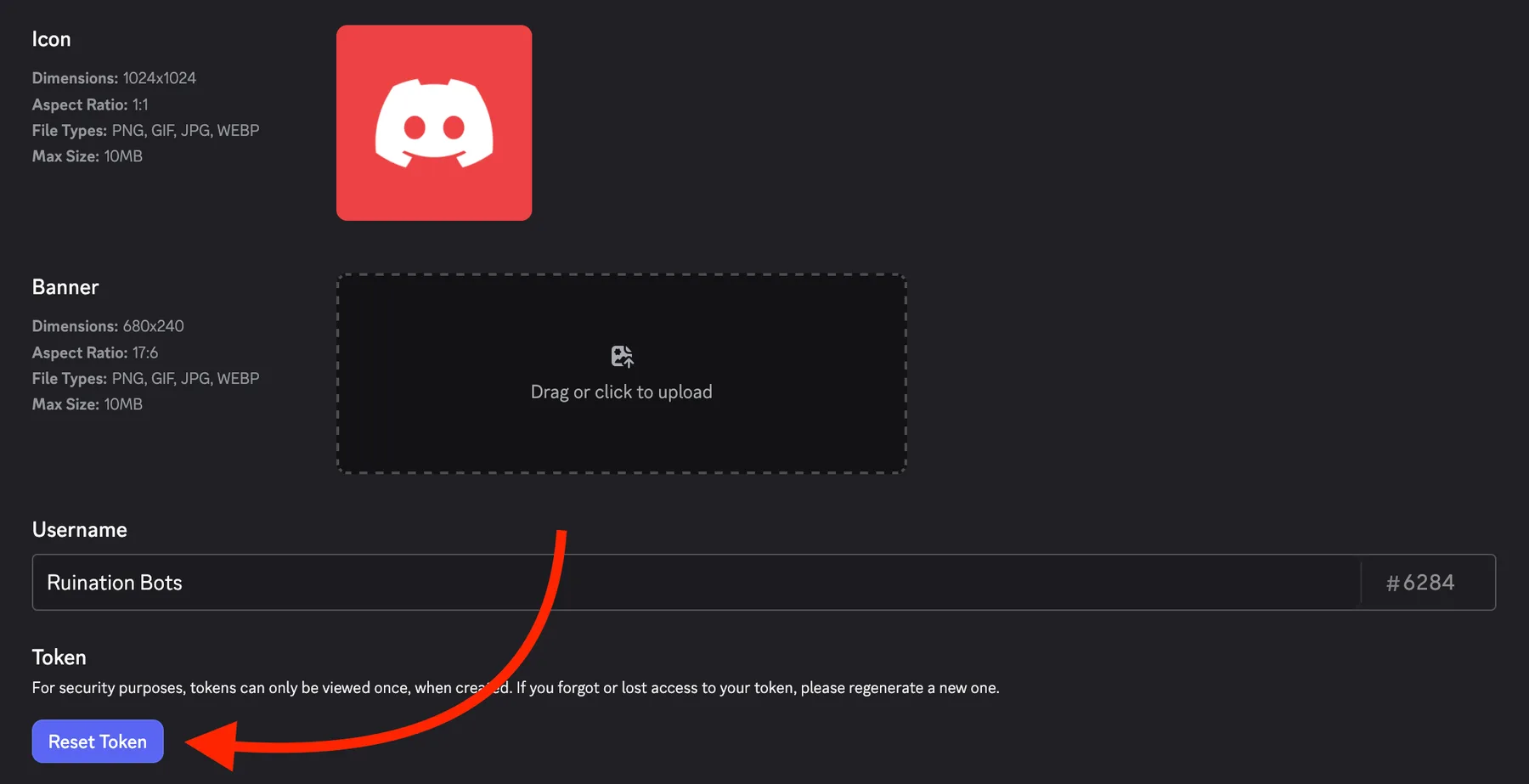 Reset and copy the token